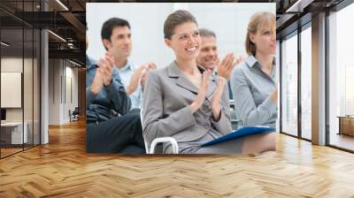 Business team clapping hands Wall mural