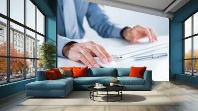 Businessman Using Computer Wall mural