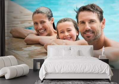 Family portrait in swimming pool Wall mural