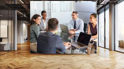 Group of business people in meeting working together Wall mural