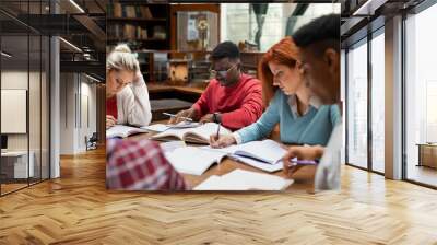 Group of university students studying together Wall mural