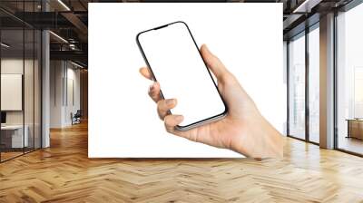 Hand holding smartphone with empty screen Wall mural