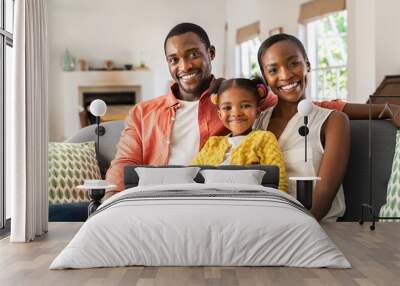 Happy black family with one child Wall mural