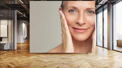 Happy mature woman aging process Wall mural