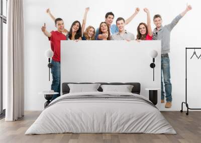 happy people with white board Wall mural