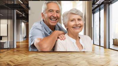 Happy senior couple smiling Wall mural