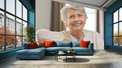 Happy senior woman Wall mural