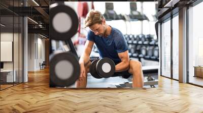 Man lifting dumbbell Wall mural