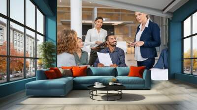 Multiethnic business team in meeting at modern board room Wall mural