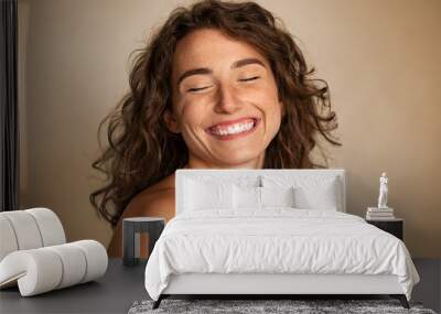 Natural beauty woman laughing with joy Wall mural