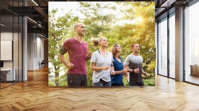 People jogging at park Wall mural