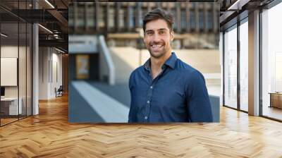 Portrait of casual smiling man Wall mural