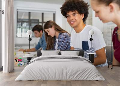 Portrait of happy african student in classroom Wall mural