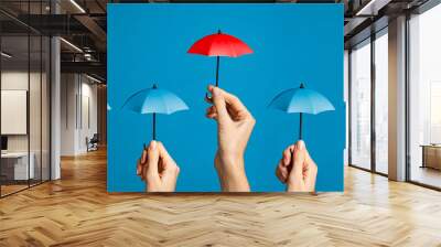 Red umbrella protect concept Wall mural