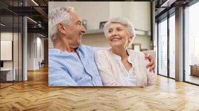 Senior couple hugging Wall mural