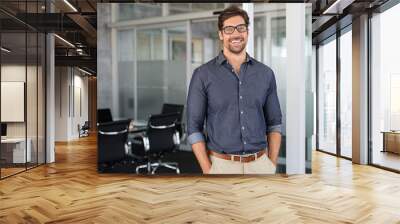 Success businessman smiling in office Wall mural