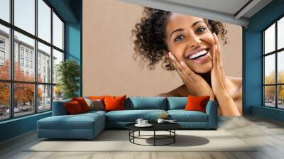 Surprised beautiful black woman Wall mural