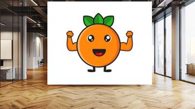 orange mascot with strong muscles vector design eps 10 Wall mural