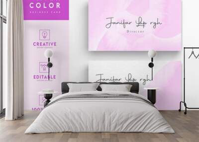 White and light pink watercolor business card template design Wall mural