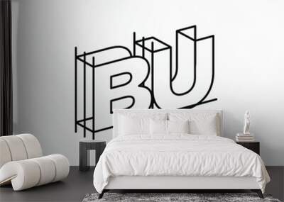 Initial Letter BU with Architecture Graphic Logo Design Wall mural