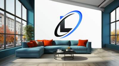 Initial Letter L Logo with Circle Swoosh Element Wall mural