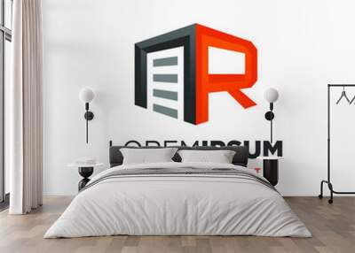 Initial Letter R Garage Door Logo Design Wall mural