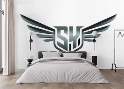 Initial Letter SY with Wings Wall mural