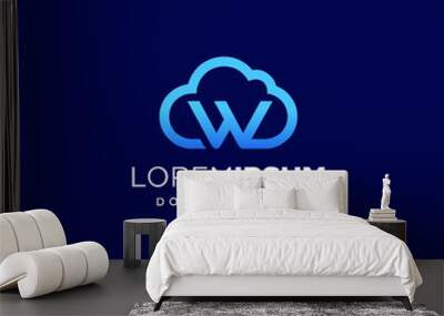 Initial Letter W with Cloud Logo Design Wall mural