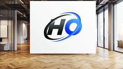 Initial Letters HO Logo with Circle Swoosh Element Wall mural