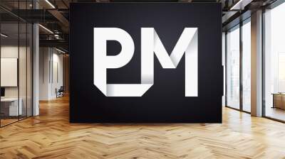 PM Two letter composition for initial, logo or signature. Wall mural