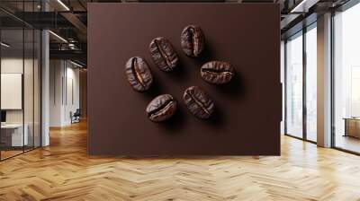 Close-up of roasted coffee beans on a isolated background Wall mural