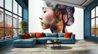 Double exposure art - Created with Generative Ai Wall mural