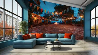 Empty traditional country and rural party venue  Wall mural