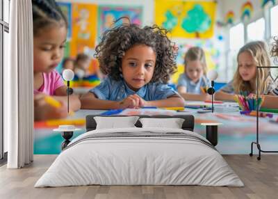 kids playing inside a classroom Wall mural