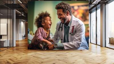 Pediatrician examing a patient - Illustration created with generative ai Wall mural