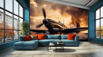 WW2 airplane - spitfire - Created with Generative ai Wall mural