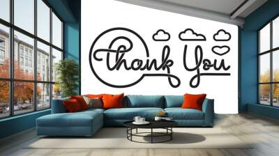 Thank you. Handwritten Text vintage Vector in black color. Calligraphy lettering vector illustration	 Wall mural