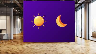 3d realistic sun and moon vector illustration Wall mural