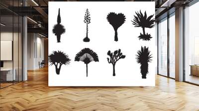 set of exotic tree silhouette collection .aloe and palm tree vector illustration Wall mural