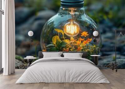 bulb background with plants and flowers Wall mural