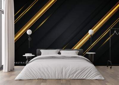 Modern abstract background black with golden color luxury Wall mural