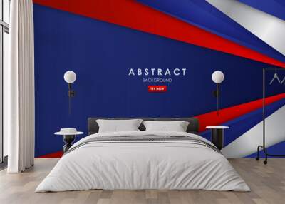 Modern abstract background blue and red with silver color design Wall mural