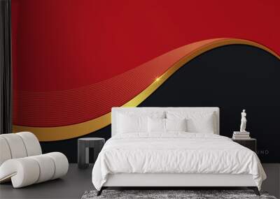 Modern abstract black and red with golden luxury color background Wall mural