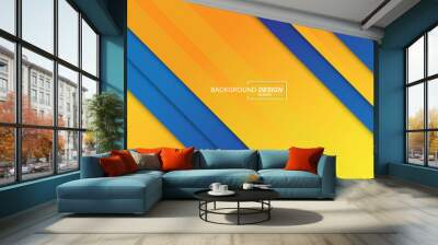 Modern background blue and orange color dynamic shape Wall mural