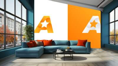 A star logo design . letter A with star concept logo design . vector illustration Wall mural