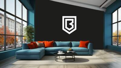 B shield logo design . clean abstract letter B in the shield, vector illustration Wall mural