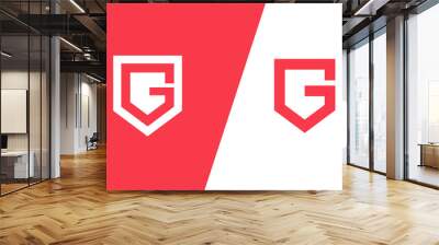 letter g in the shield logo . abstract letter g shield logo . modern and clean bold outline logo design Wall mural