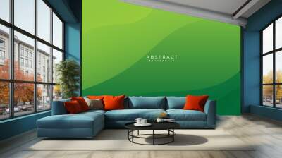 simple green background . modern wavy background style Wall mural