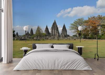 The beautiful view of Prambanan Temple. Prambana is hindu temple located between Jogja and Central Java. Wall mural