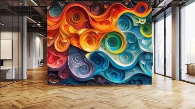 Abstract Swirling Pattern in Vivid Colors Wall mural